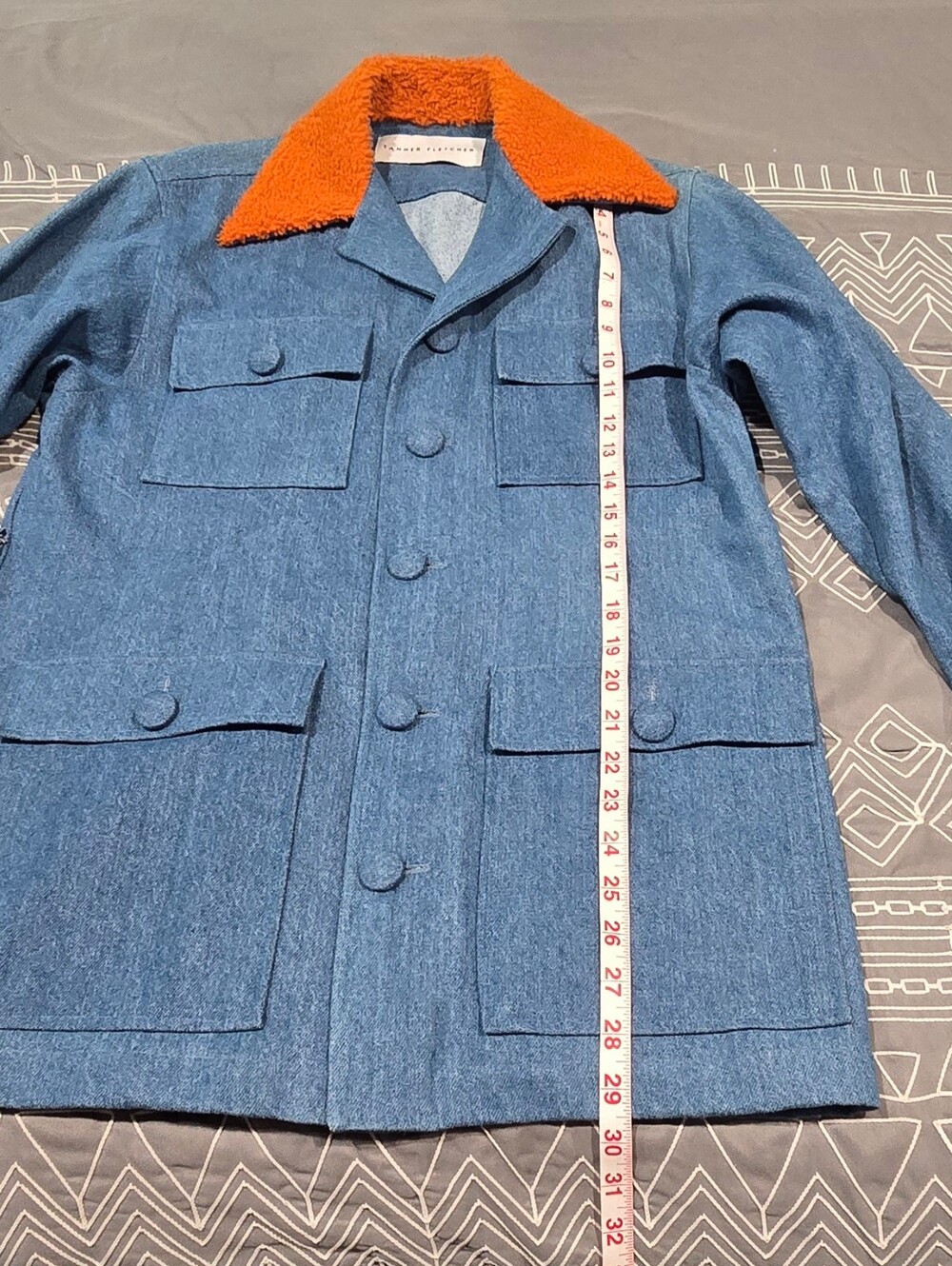 Tanner Fletcher Unisex Denim And Orange Jacket Size 2 (US Ladies M Or Men's S) - Picture 3 of 8